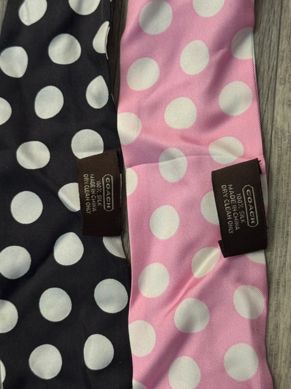Coach polka dot silk skinny scarf bundle of 2 - Picture 6 of 8